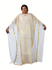 Sequined Bat Sleeve Plus Size Kaftan Dress