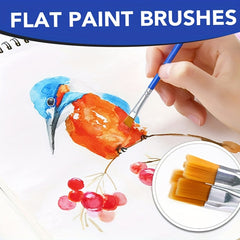 10pcs Acrylic Paint Brushes Set Flat Pointed Tip Paintbrushes Watercolor Art