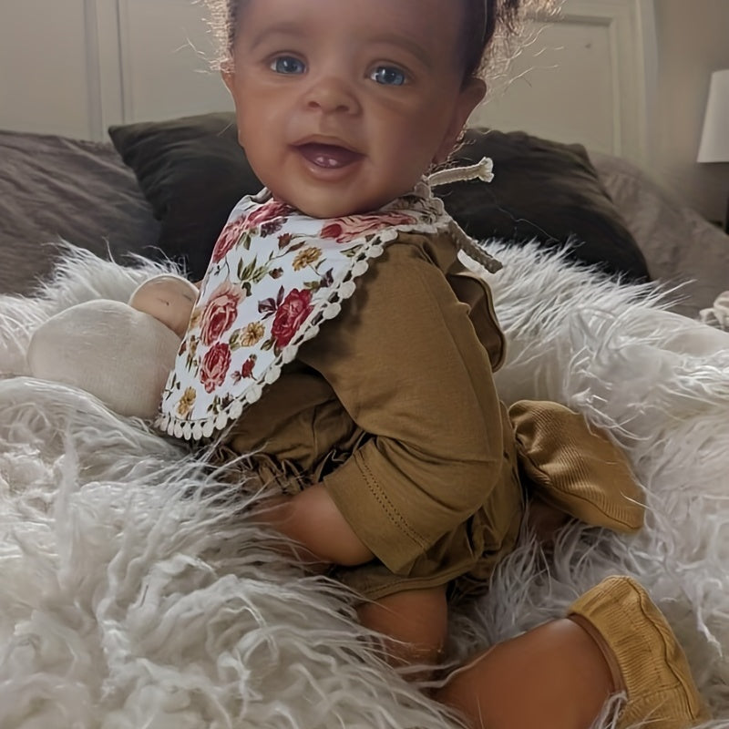24' Reborn Toddler Yannik Dark Brown Skin Girl Doll