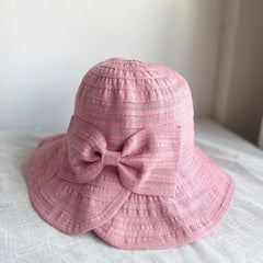 Bowknot Decor Bucket Hat Solid Basin Hat Foldable Sunshade Travel Beach Hats