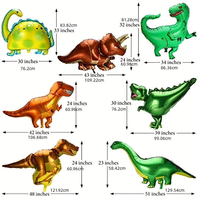 12pcs Dinosaur Foil Balloons for Jungle Theme Party