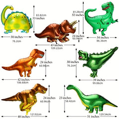 12pcs Dinosaur Foil Balloons for Jungle Theme Party