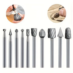 10pcs Tungsten Carbide Grinding Bits Set Deburring Bits for Rotary Tools