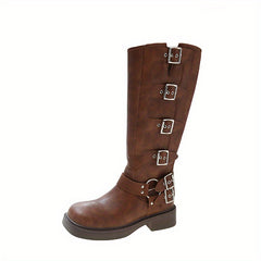 Women's Retro Knee High Boots Chunky Knight Boots