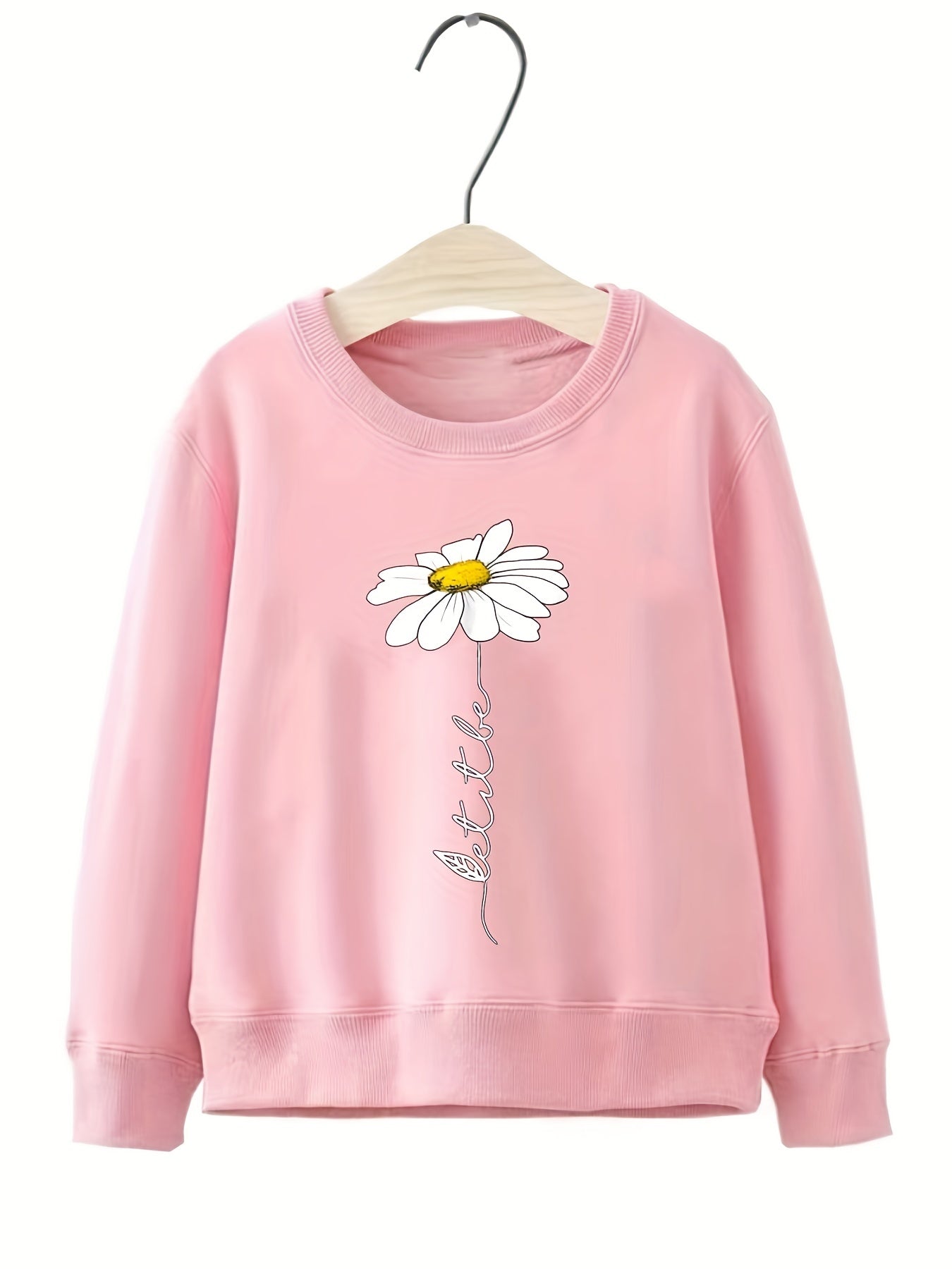 Daisy Flower Pattern Sweatshirt for Girls Long Sleeve Pullover Kids Clothing