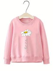 Daisy Flower Pattern Sweatshirt for Girls Long Sleeve Pullover Kids Clothing
