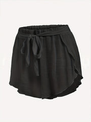 Ruffle Trim Split Shorts Women's Summer Shorts