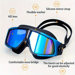 Adult Swimming Goggles Silicone Large Frame Waterproof Anti-fog