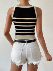 Striped Knitted Crop Tank Top Sleeveless Y2K Summer Tank