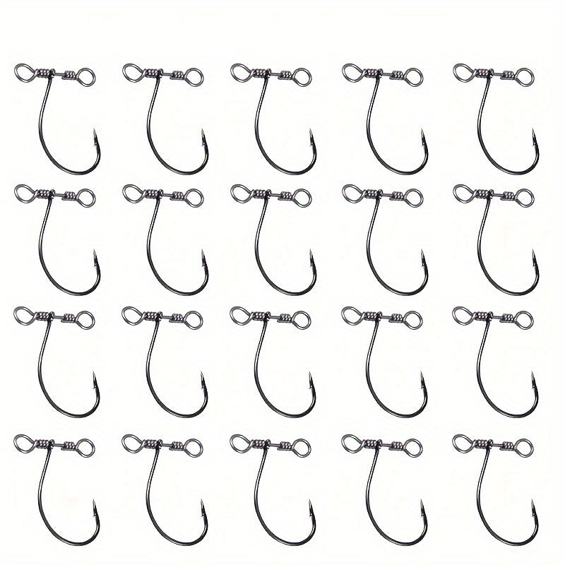 20pcs Balance Nickel Crank Hook w/ Double Eye Swivel Fishing Supplies