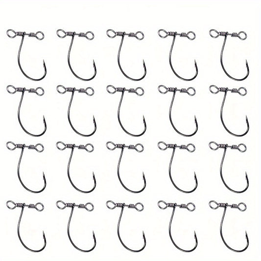 20pcs Balance Nickel Crank Hook w/ Double Eye Swivel Fishing Supplies