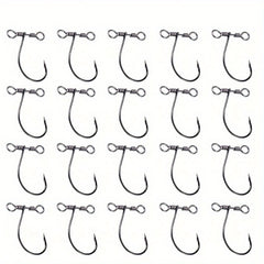 20pcs Balance Nickel Crank Hook w/ Double Eye Swivel Fishing Supplies