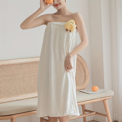 Women's Wearable Shoulder Strap Bath Towel Cartoon Doll Bath Skirt L