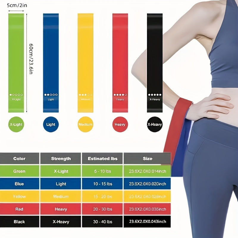 5pcs Fitness Resistance Band Thigh Butt Squat Fitness Band Portable Convenient