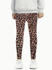 Girls Slim Leopard Print Leggings Comfy Activewear For Running Jogging