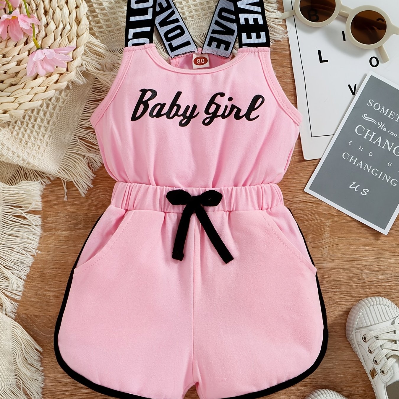 Cotton Ribbed Romper Spaghetti Strap for Toddler Girls