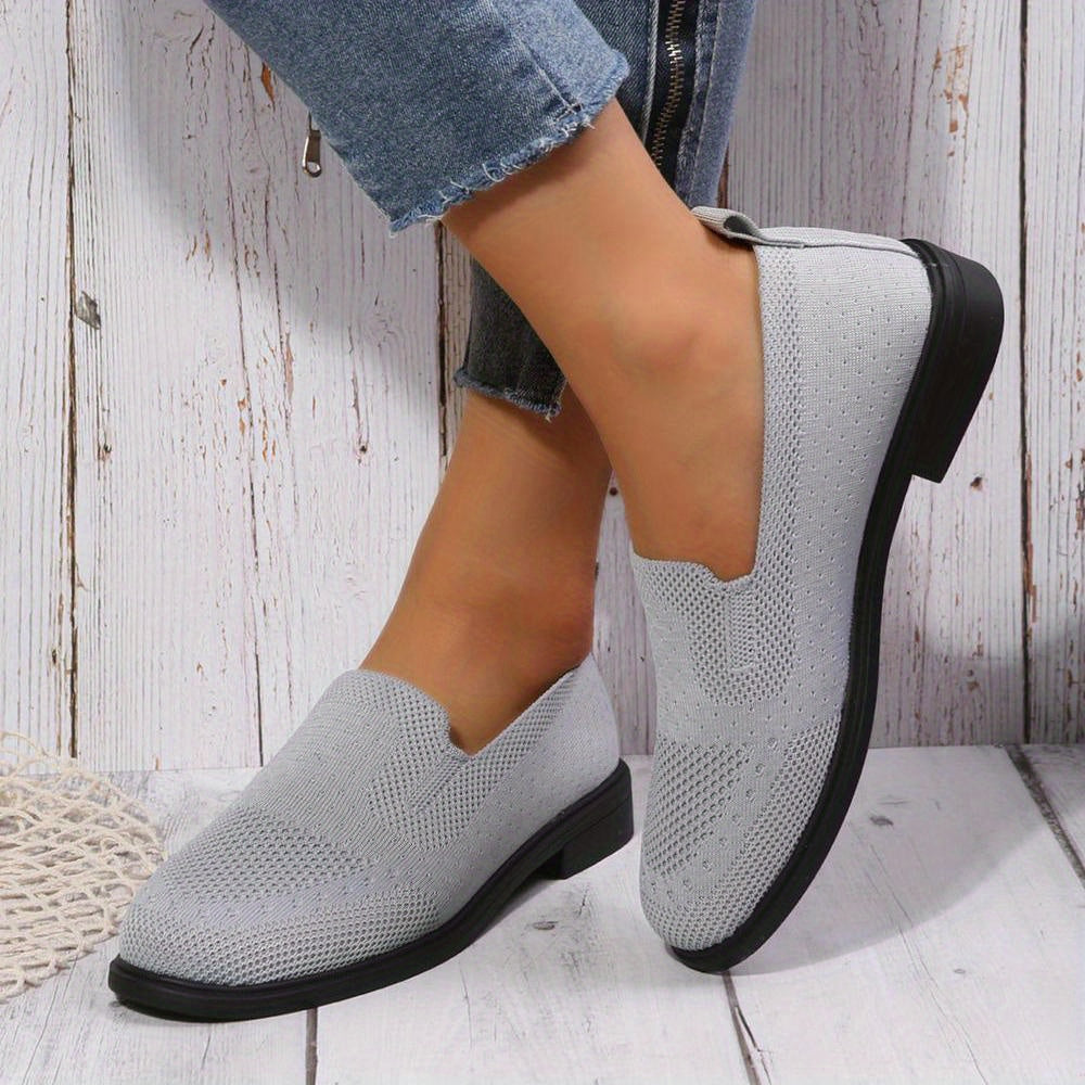 Women's Knitted Flat Shoes Soft Sole Slip On Shoes Comfy Outdoor Flats