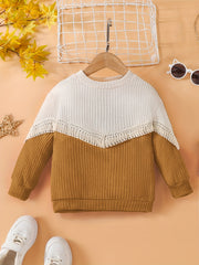 Girls' Boho Chevron Patchwork Sweater Top