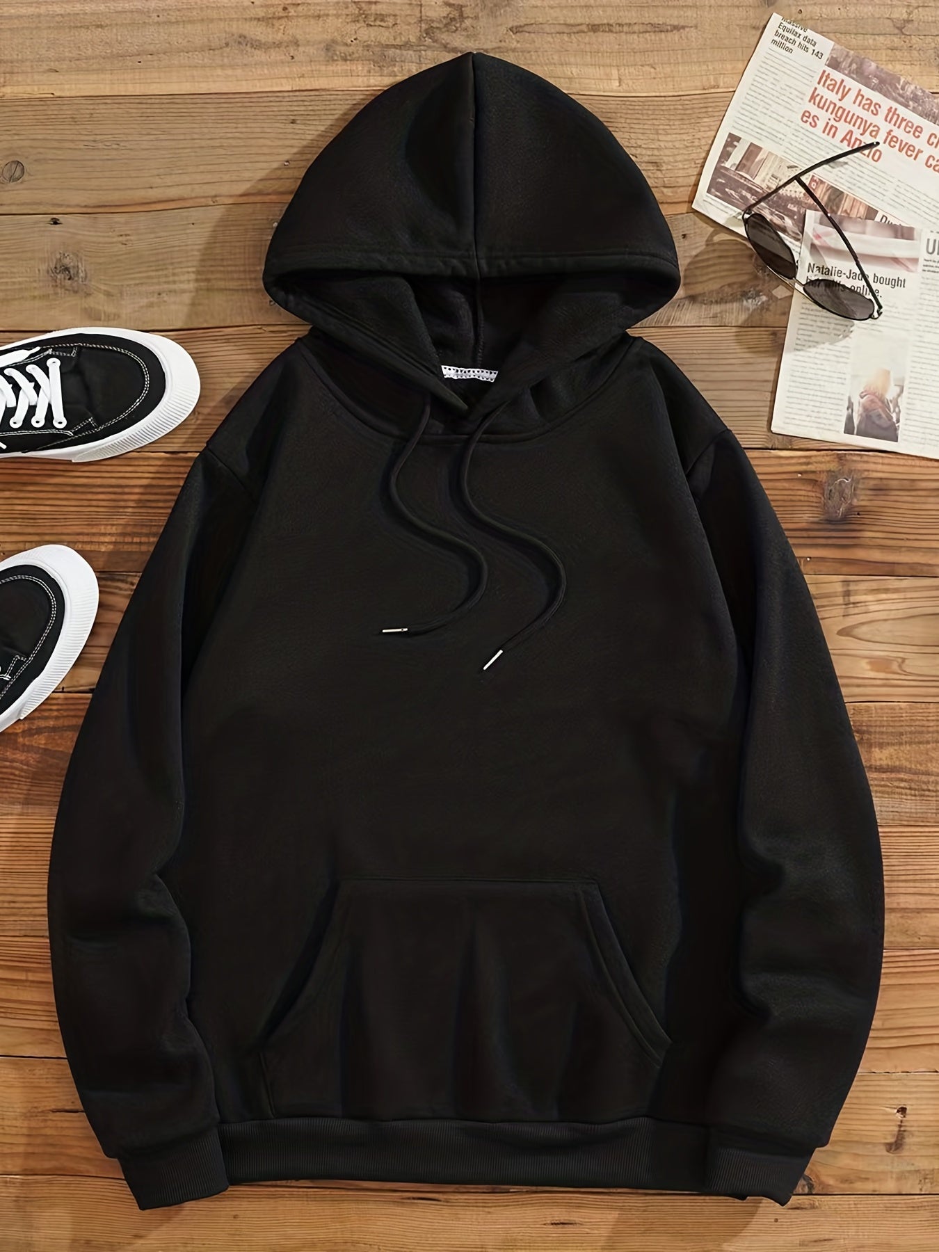 Kangaroo Pocket Hoodie Long Sleeve Drawstring Hoodies Women's Clothing