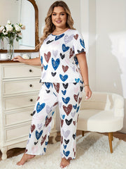 Heart Print Two Piece Loungewear Set