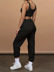 Casual Two Piece Set Tank Top & Drawstring Jogger Pants Outfit