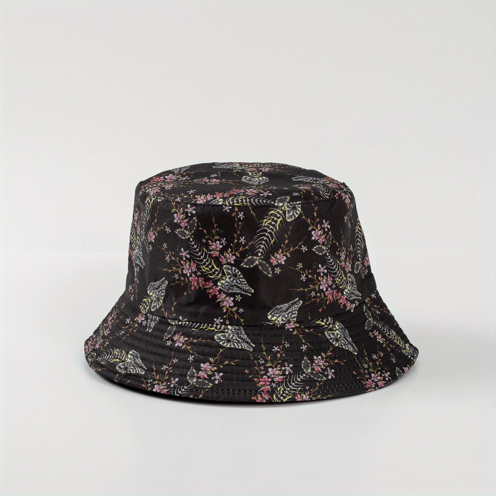 Vintage Print Bucket Hat Casual Sunscreen Basin Hat Hip Hop