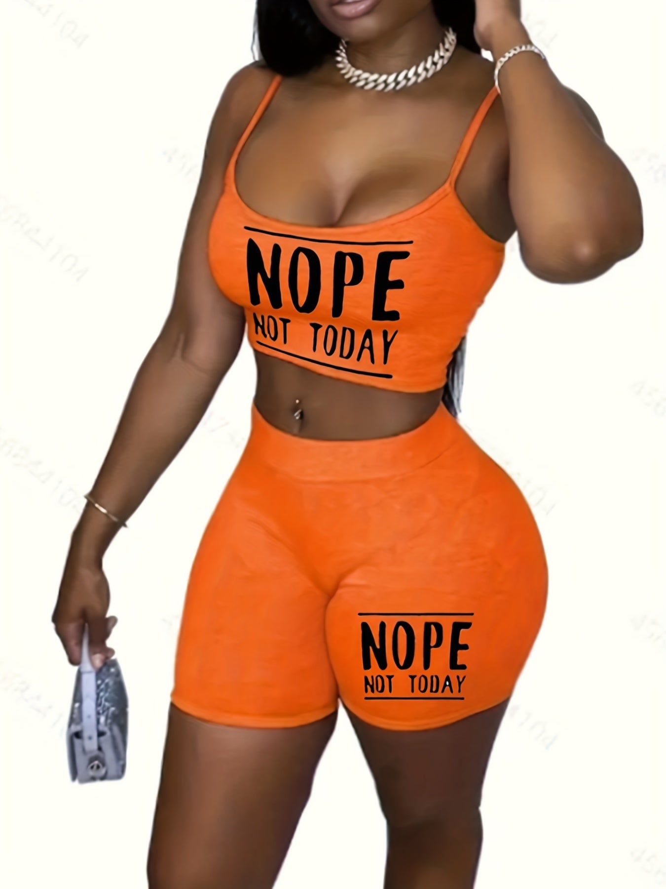 Sexy Sleeveless Cami Crop Top & Biker Shorts 2 Piece Outfits