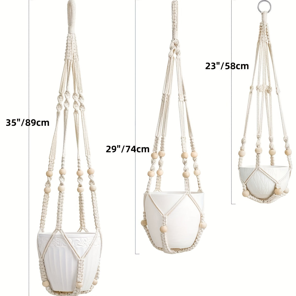 3-Pack Macrame Plant Hangers Indoor Hanging Planter Basket Flower Pot Holder