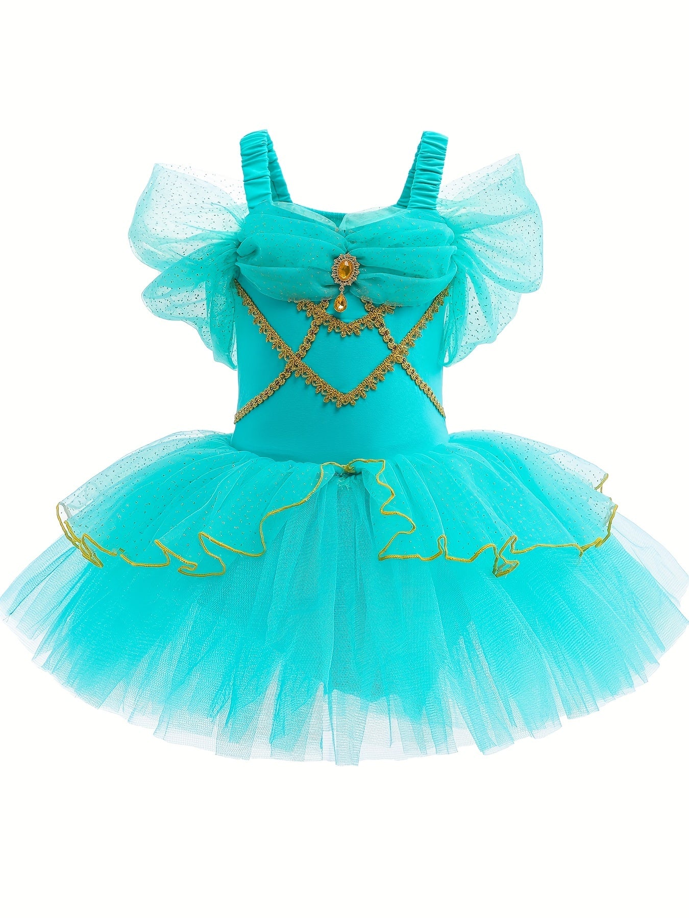 Girls Green Tulle Tutu Mesh Cami Dress Ballet Dance Practice Leotards