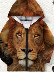 Dino Graphic Zip Front Hoodie Kids Sports Jacket Gift