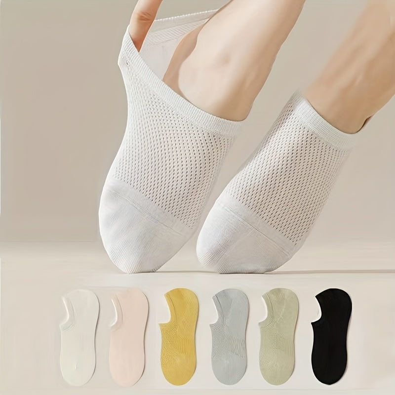 7 Pairs Women's Solid Ankle Socks Breathable & Lightweight Stockings