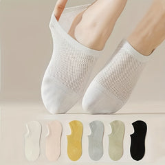 7 Pairs Women's Solid Ankle Socks Breathable & Lightweight Stockings