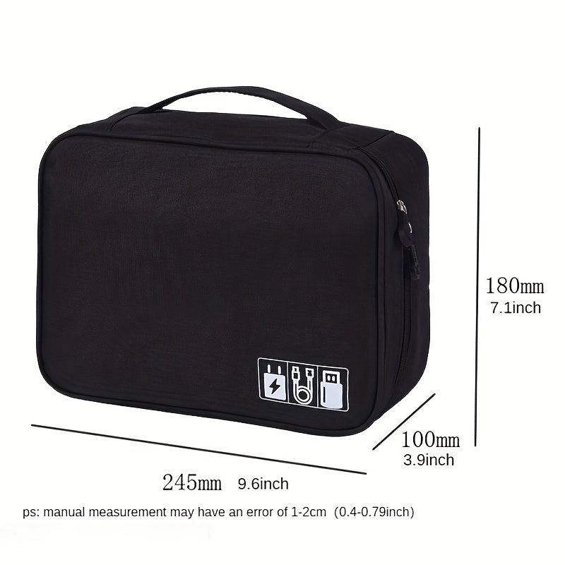 Dividers Cable Storage Bag Double Zipper Portable Handle Travel Digital Bag
