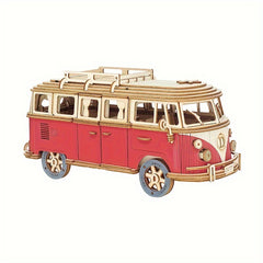 Wooden Puzzle Camping Car Model 3D Building Block Toy