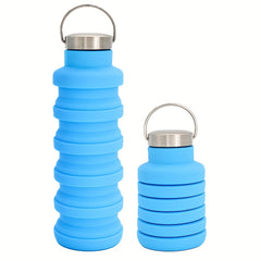 Foldable Reusable Silicone Water Bottle 16oz Leakproof Cup with Lid for Camping