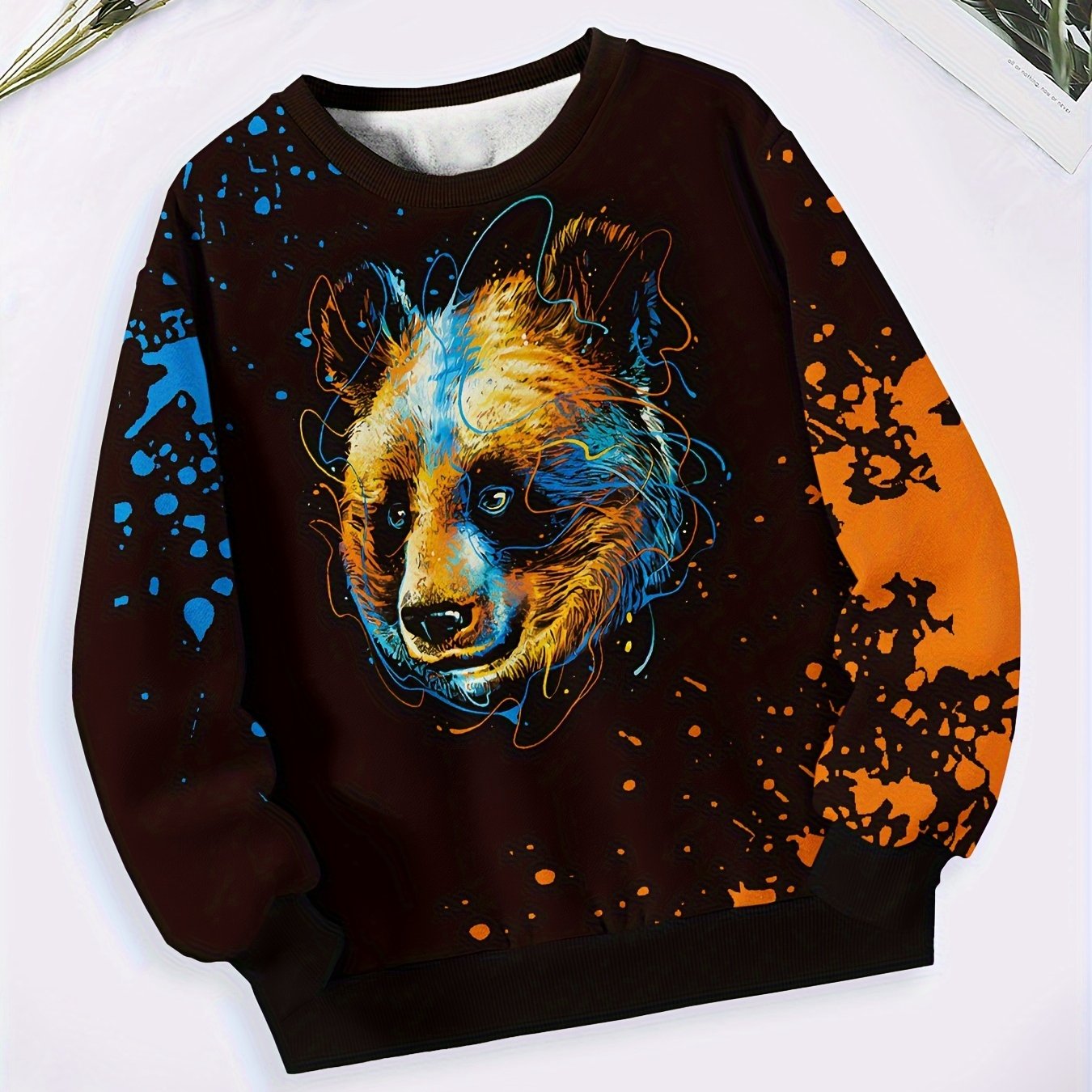 Tie Dye Graphic Crew Neck Long Sleeve Sweatshirt Pullover For Kids