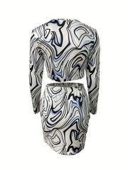 Sexy Tie Dye Two piece Skirt Set Lace Up Crop Top & Bodycon Skirt
