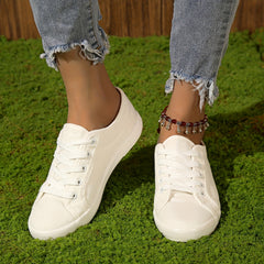 Women's Canvas Lace Up Sneakers Lightweight Low Top Shoes