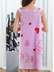 Bunny Print Sleeveless Night Robe Women's Sleepwear