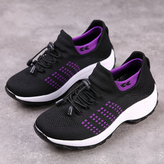 Women's Lightweight Knit Socks Shoes Low Top Lace Up Breathable Casual Shoes