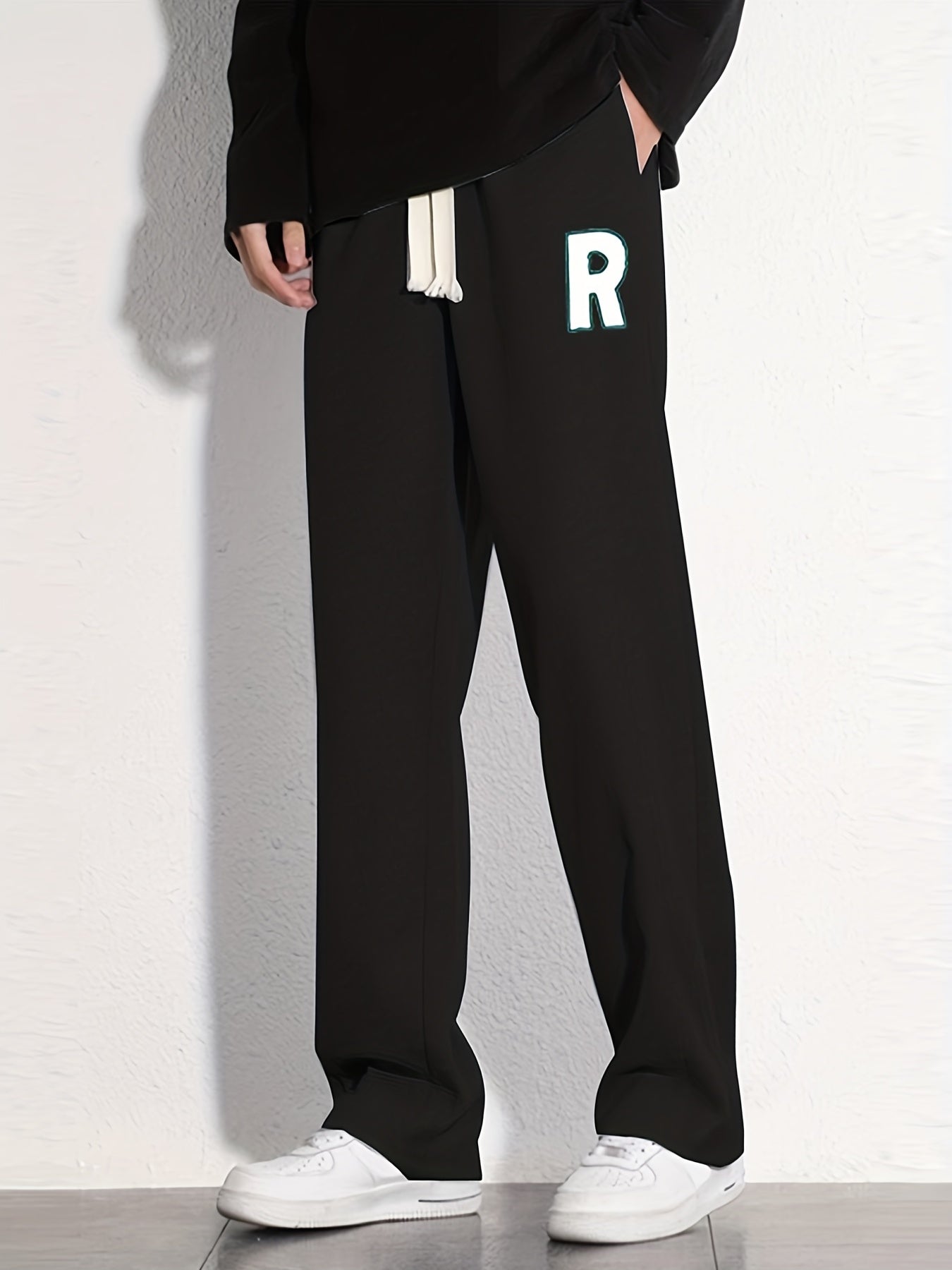 R Graphic Print Men's Loose Sweatpants Jogger Pants