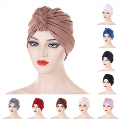 Solid Twist Braided Turban Cap Head Wrap Chemo Cap