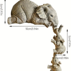 3pcs Elephant Nanny Mother & Babies Yard Decoration Resin Statues
