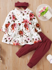 Baby Girls Floral Dress Set for Autumn/Spring
