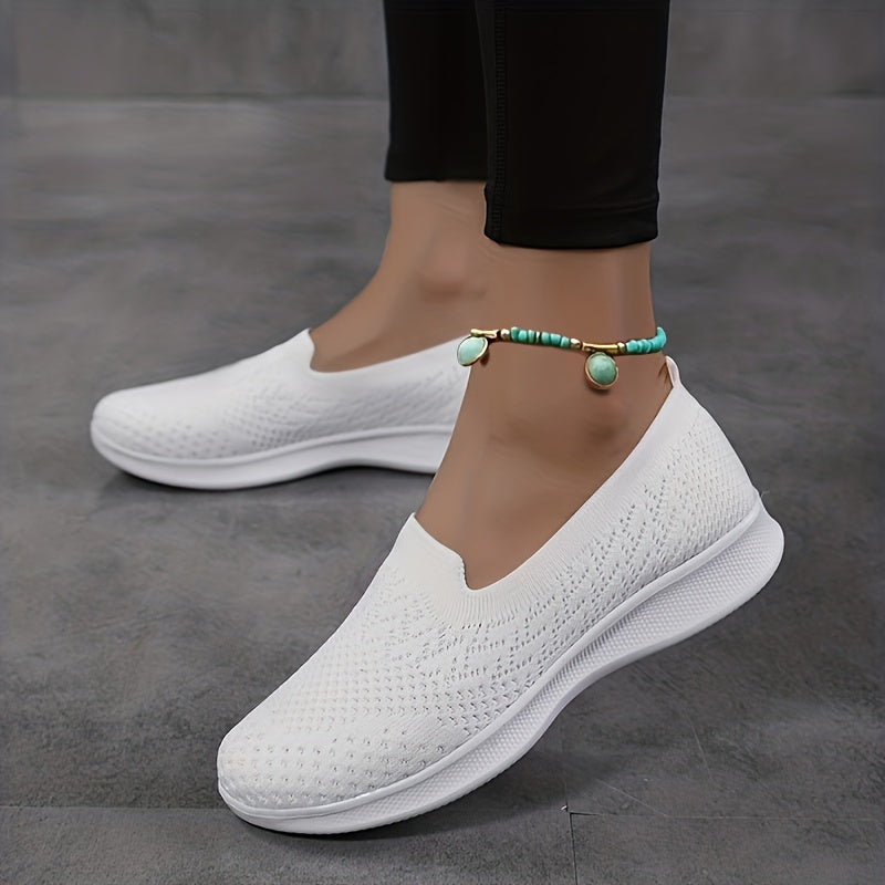 Women's Lightweight Loafers Flying Woven Walking Shoes Slip on Casual
