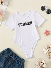 Toddler Girls Letter Graphic Rompers Onesie Kids Summer Clothes