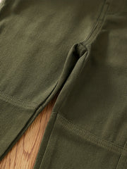 Girls Casual Cotton Cargo Pants Straight Wide Leg Jogger Pants