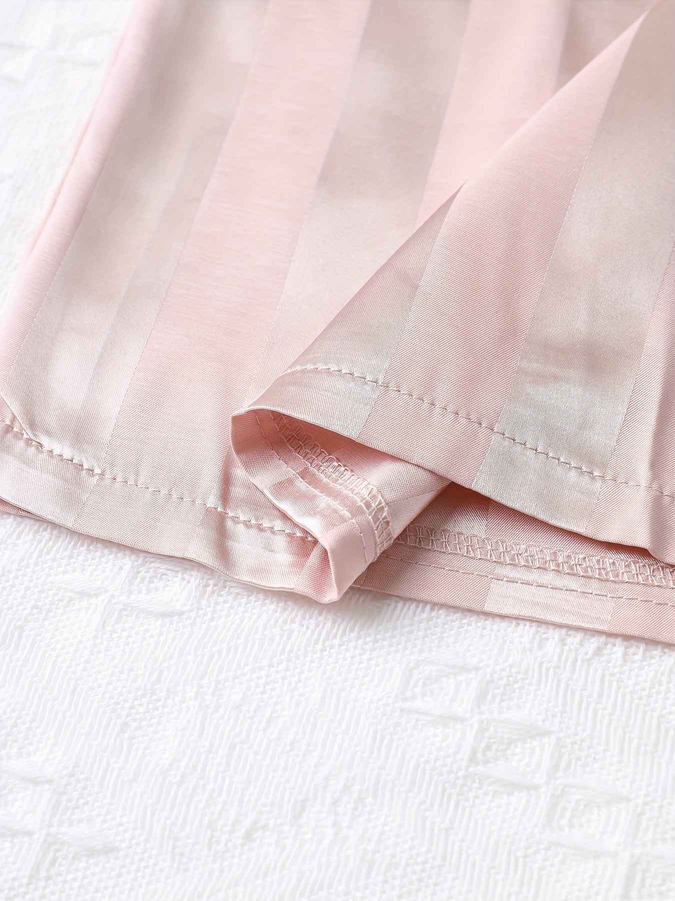 Striped Satin Night Robe Long Sleeve V Neck Robe With Belt