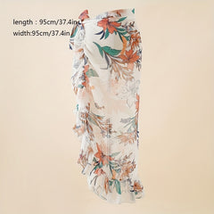 Printed Sunscreen Scarf Thin Beach Towel Windproof Travel Scarf
