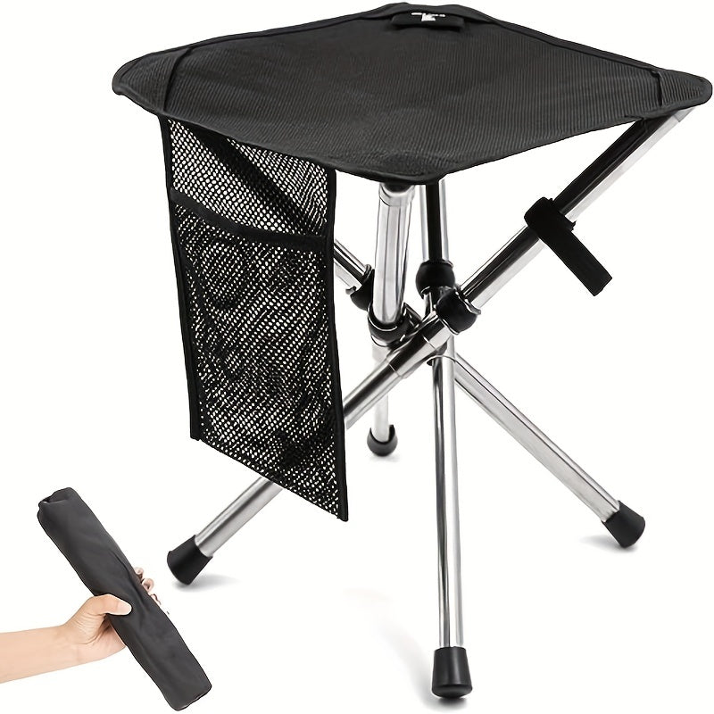 Portable Folding Stool With Side Pocket for Outdoor Camping